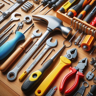 
kit ferramentas caixa martelo estilete chaves alicate