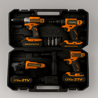 Kit Completo 4 Ferramentas Elétricas Brushless 2 Baterias 21V - Shark Blue