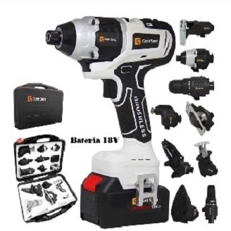 Kit 10 em 1 Parafusadeira Lixadeira Serra Martelete Elétrico - Gold Sand